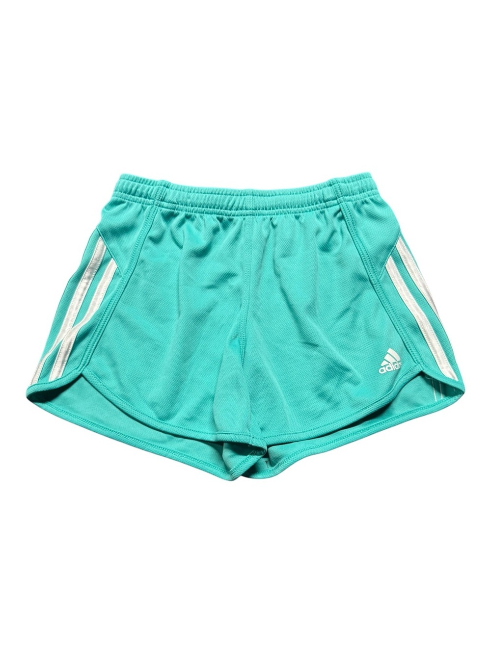 Adidas Girls Athletic Running Shorts Turquoise White Striped Size 14